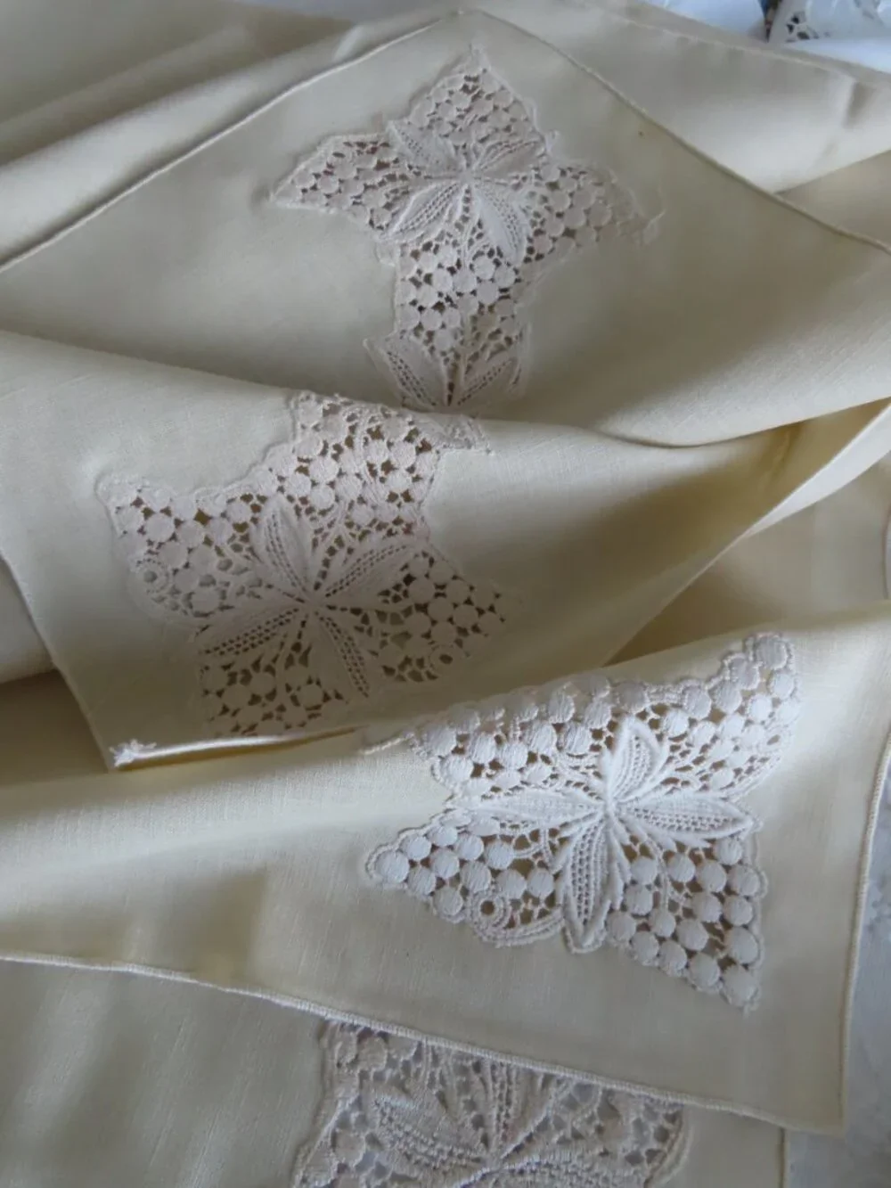 2 LINEN EMBROIDERED TABLECLOTHS